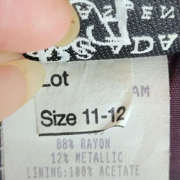 Vintage 80's Formal Eggplant Metallic Crochet Lace Overlay Sleeveless Gown Sz M - Picture 13 of 15